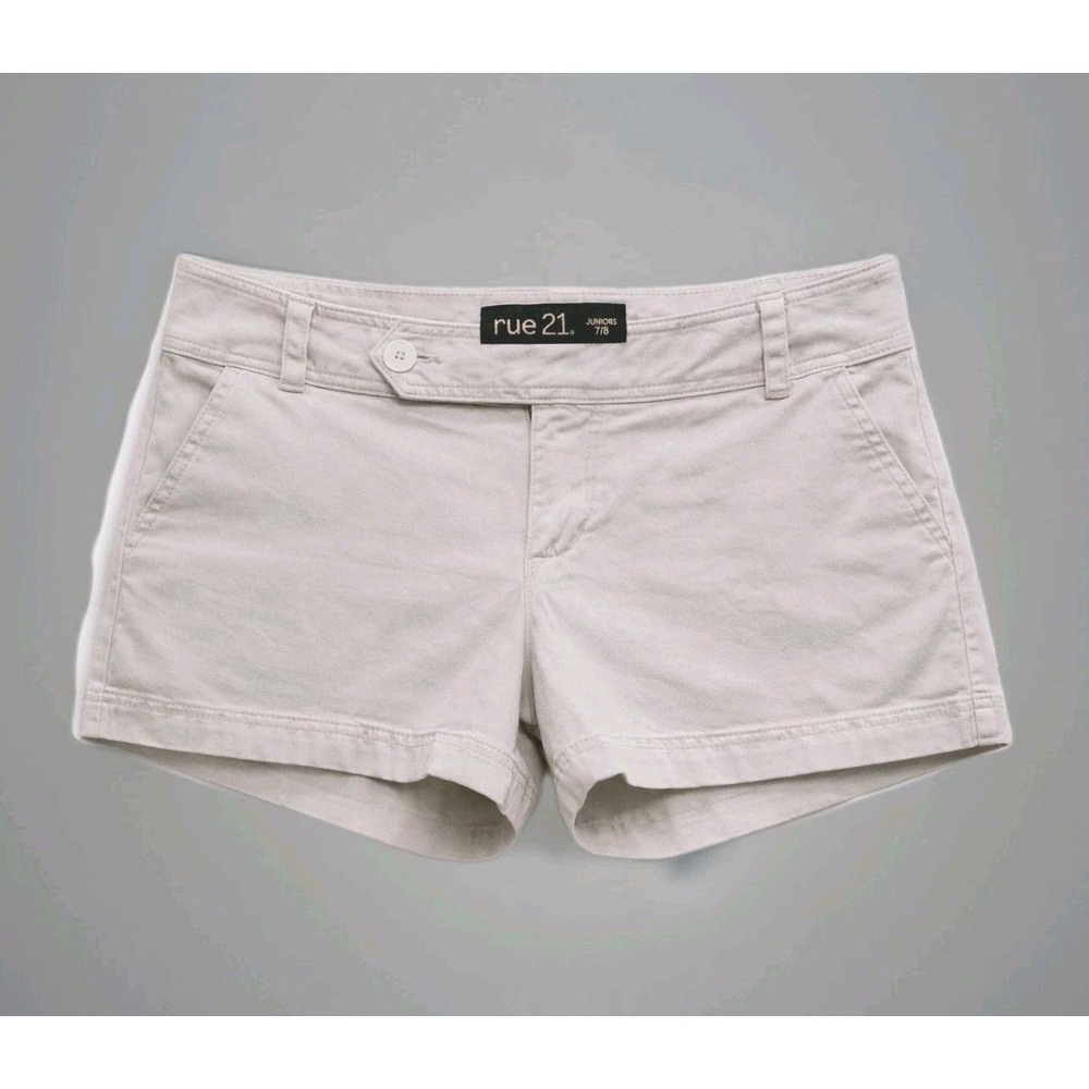 Rue 21 Khaki Shorts Juniors 7/8 Low Rise Flat Front Casual Stretch